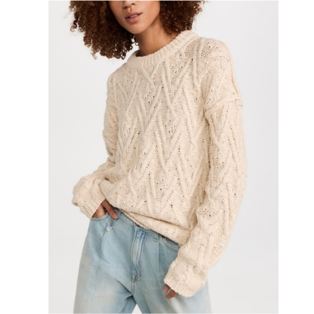 Free People Cream Cable Knit Sweater